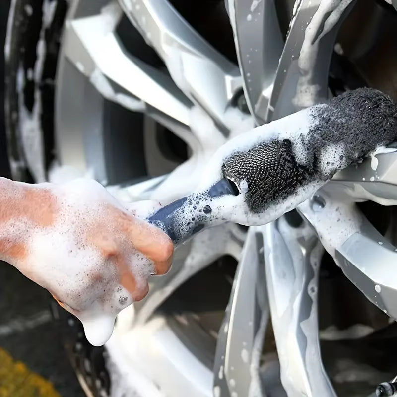 Microfiber Tire Brush for Efficient Wheel Hub and Rim Cleaning - Ideal for Automotive Maintenance and Detailing