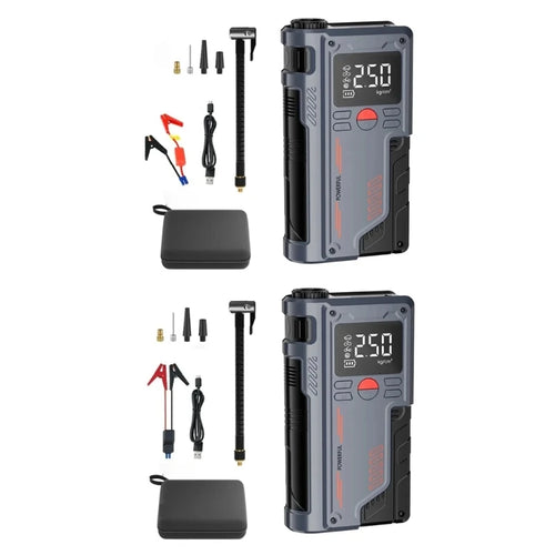 14.8V Digital Tire Inflator and Car Jump Starter with 1000A Output, 8000mAh Battery, and LED Display