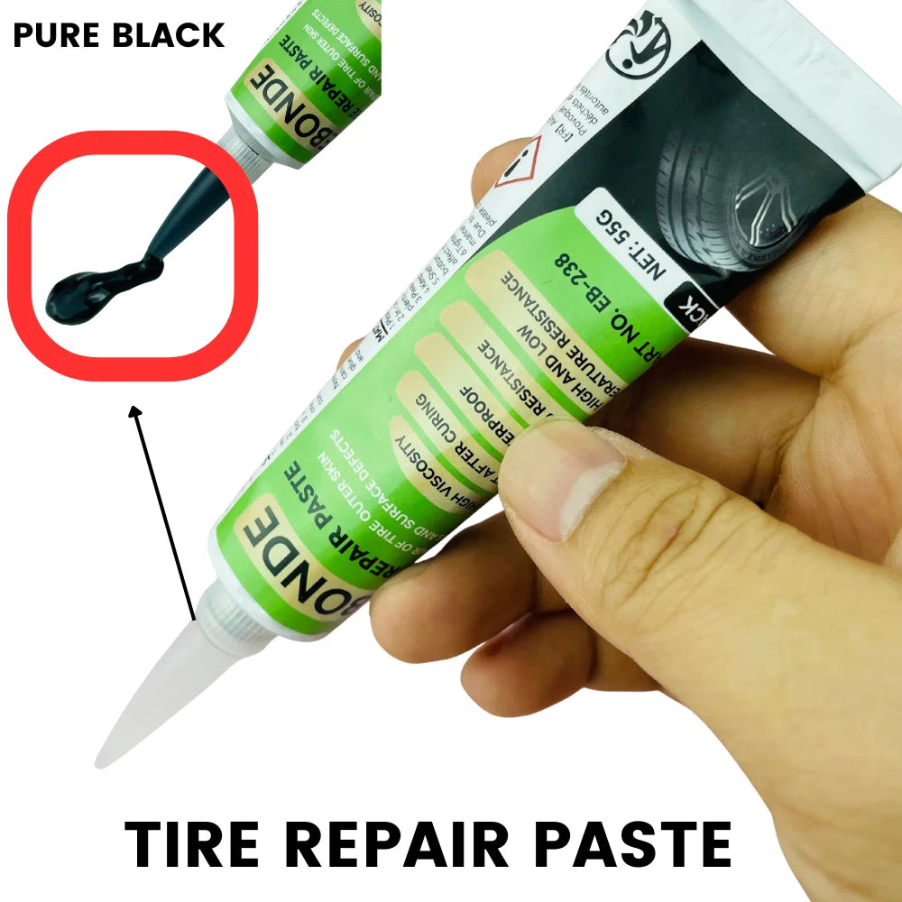 High-Temperature Resistant Tire Repair Paste for Cars and Bikes - Flexible Quick-Dry Rubber Sealant, 55G