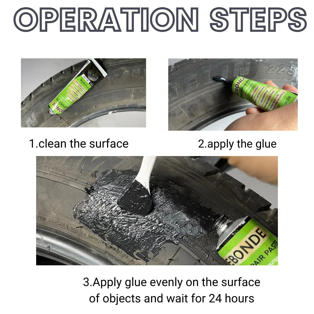 High-Temperature Resistant Tire Repair Paste for Cars and Bikes - Flexible Quick-Dry Rubber Sealant, 55G