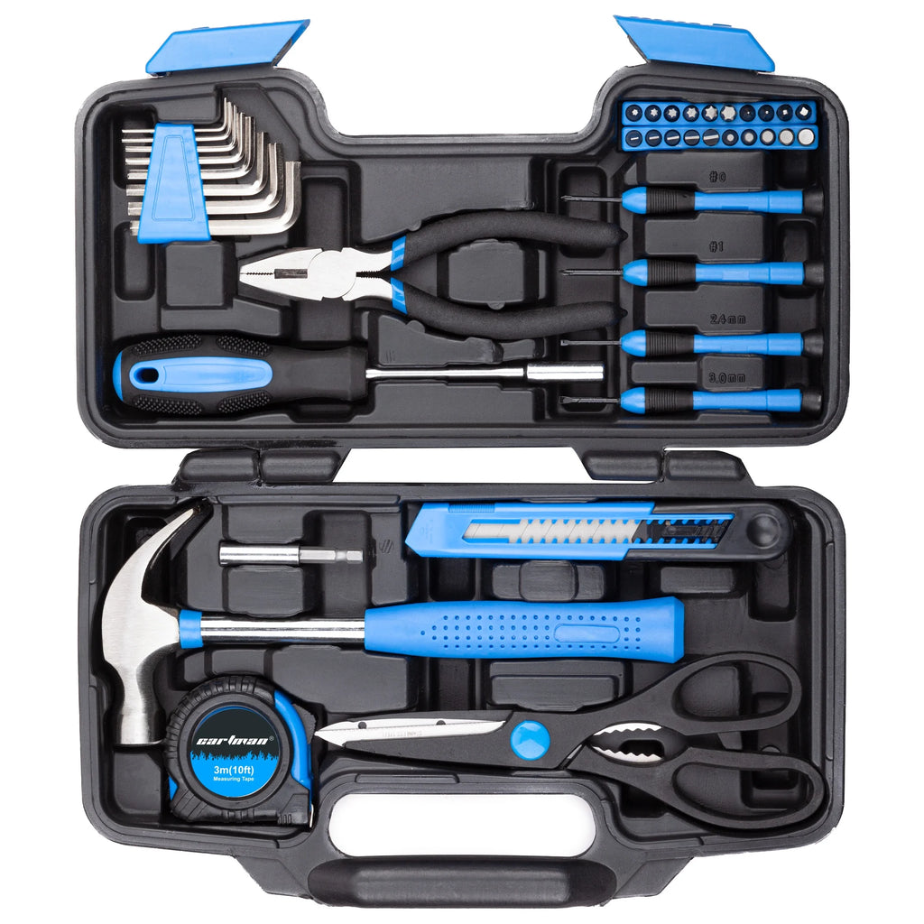 Blue 39-Piece General Household Tool Set with Storage Case