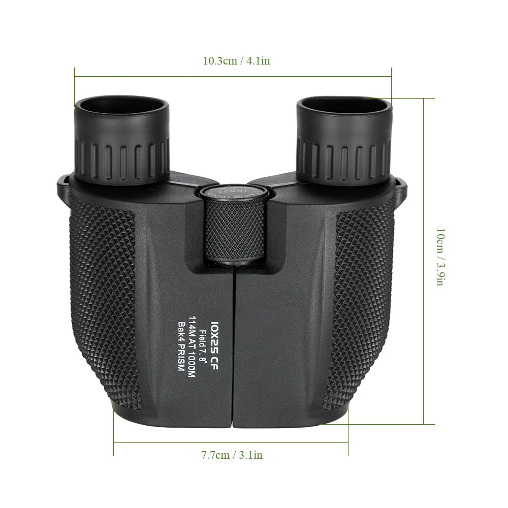 High-Powered 10X25 BAK4 Prism Binoculars - Portable Telescope for Sports and Outdoor Activities