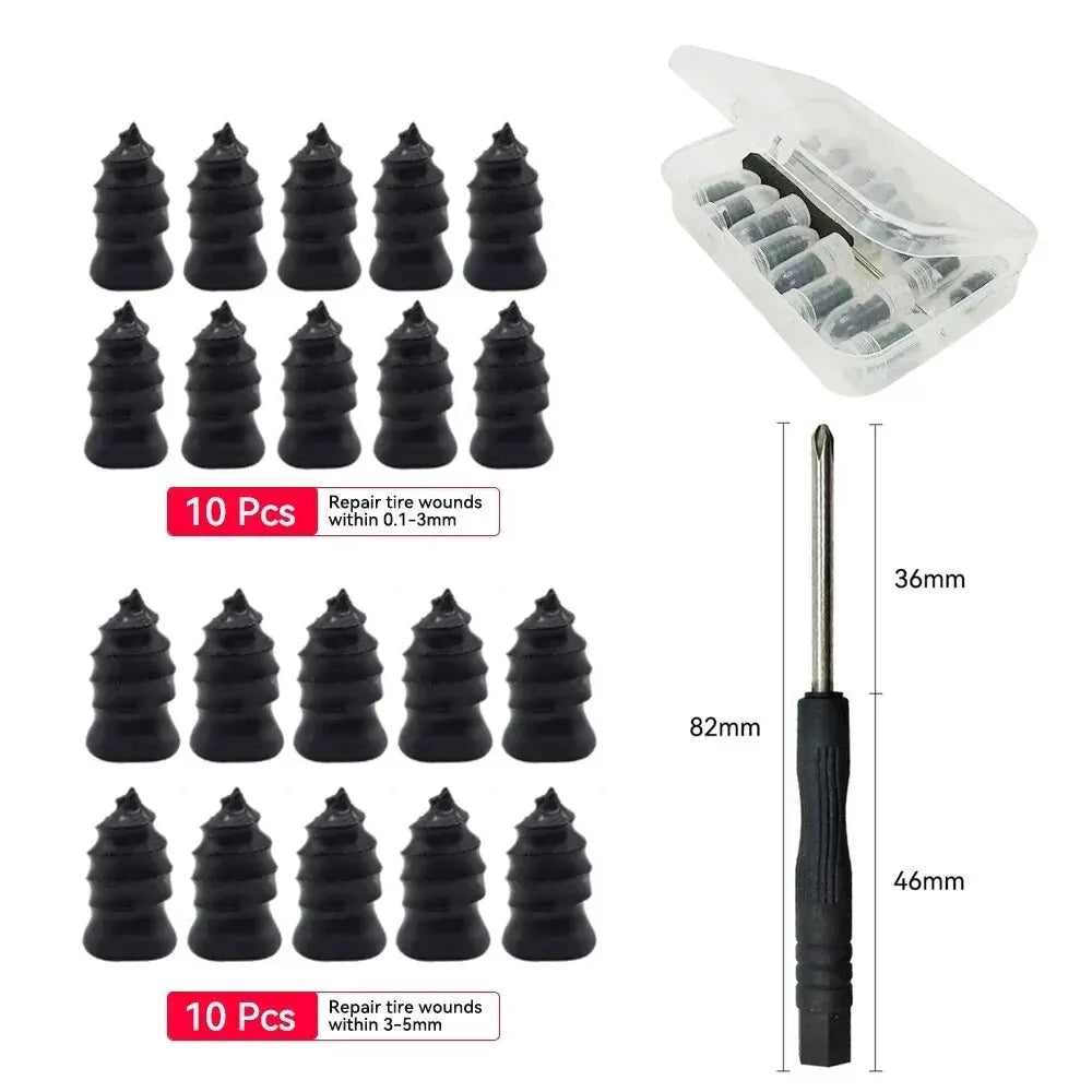 21-10 Piece Universal Tubeless Tire Repair Kit for Motorcycles and Trucks