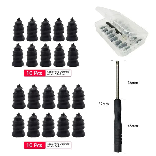 21-10 Piece Universal Tubeless Tire Repair Kit for Motorcycles and Trucks