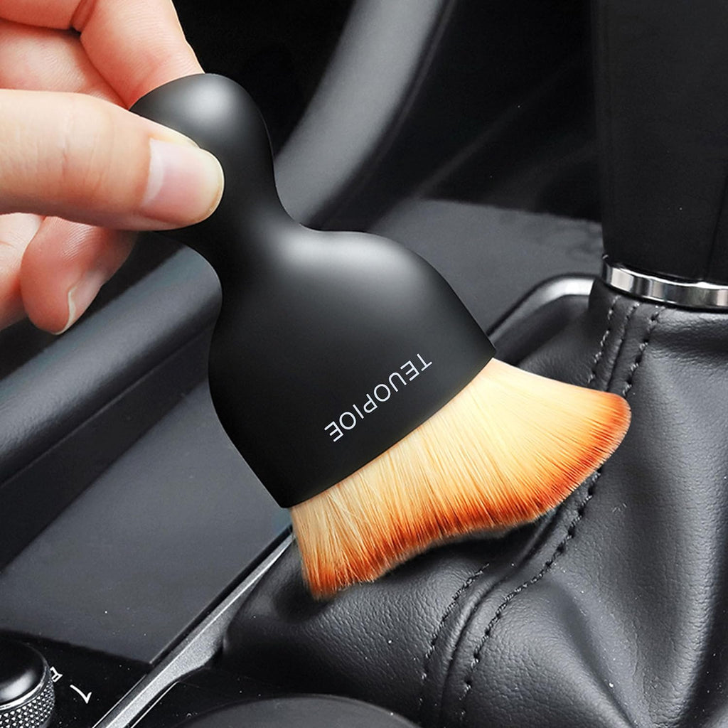 Car Interior Cleaning Brush Set - Soft Hair Detailing Tool for Dusting Air Vents and Surfaces (Brown)