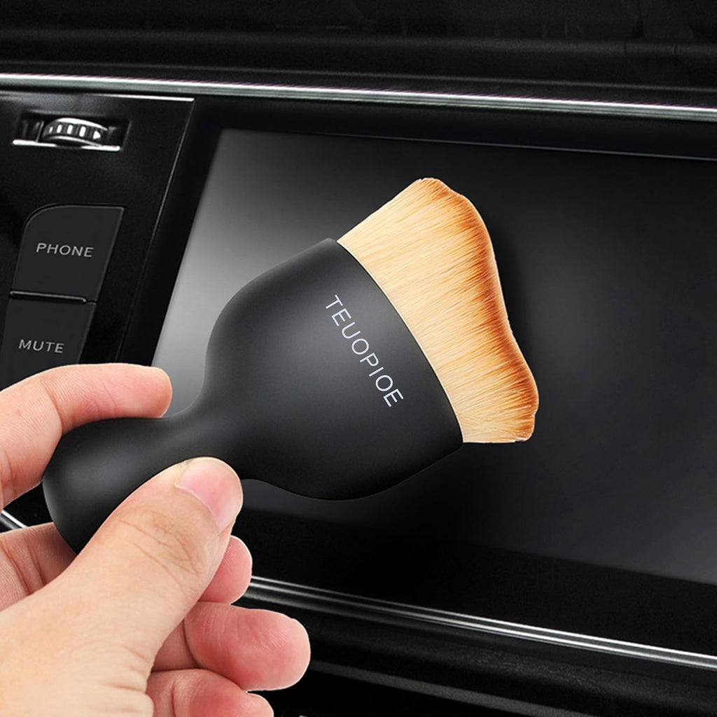 Car Interior Cleaning Brush Set - Soft Hair Detailing Tool for Dusting Air Vents and Surfaces (Brown)