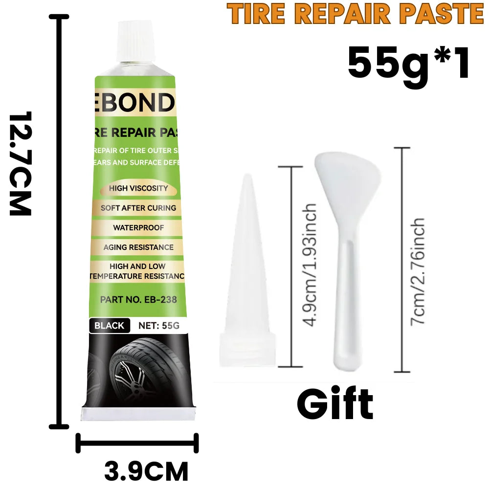 High-Temperature Resistant Tire Repair Paste for Cars and Bikes - Flexible Quick-Dry Rubber Sealant, 55G